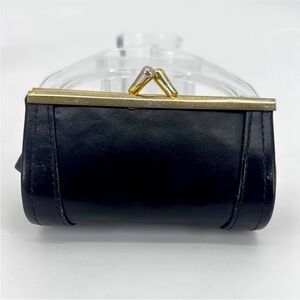 Vintage Genuine Leather Kiss Lock Coin Purse Lipstick Case